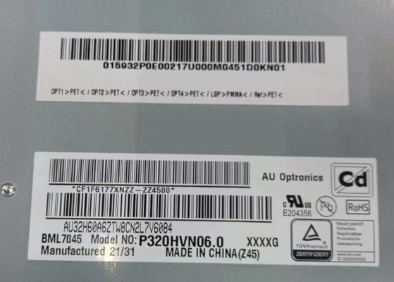 AUO 32INCH Цифровая вывеска ЖК-панель P320HVN06.0 1920*1080 Пиксели 69PPI 4000 1 Контрастный коэффициент 51P LCM