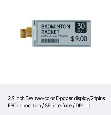 Хорошая цена. 2.9-дюймовый черно-белый E Ink дисплей с SPI-интерфейсом для умных ESL и розничной торговли онлайн